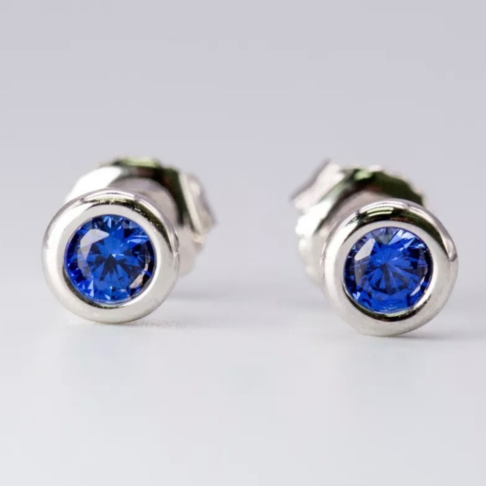 Tiffany & Co Silver Elsa Peretti Blue Tanzanite By Yard Earrings w/ Pouch